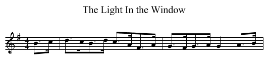 The Light In the Window - staff notation