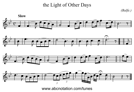 the Light of Other Days - staff notation