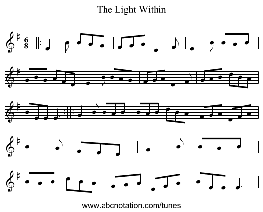 The Light Within - staff notation