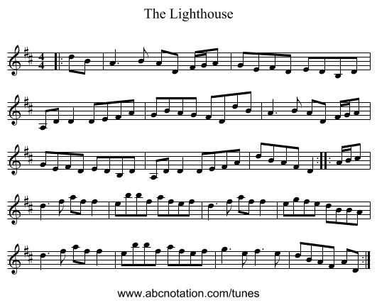 The Lighthouse - staff notation