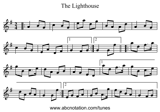 The Lighthouse - staff notation