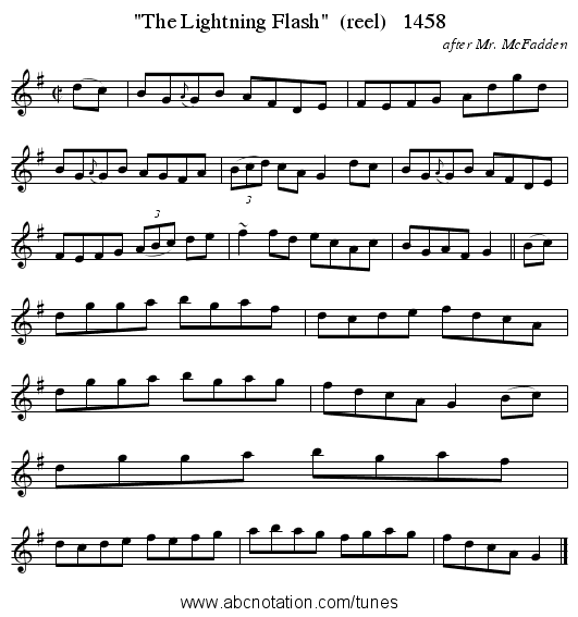 The Lightning Flash (reel) 1458 - staff notation
