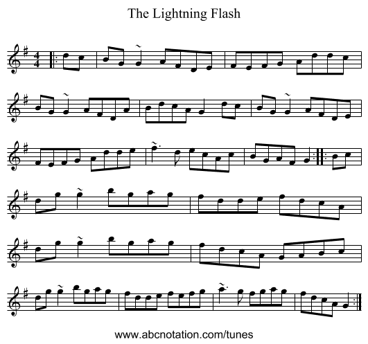 The Lightning Flash - staff notation