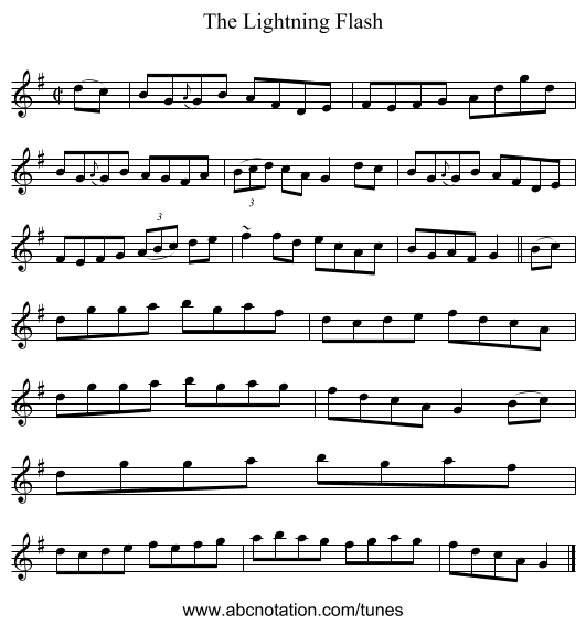 The Lightning Flash - staff notation