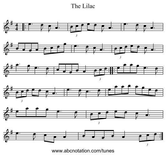 The Lilac - staff notation