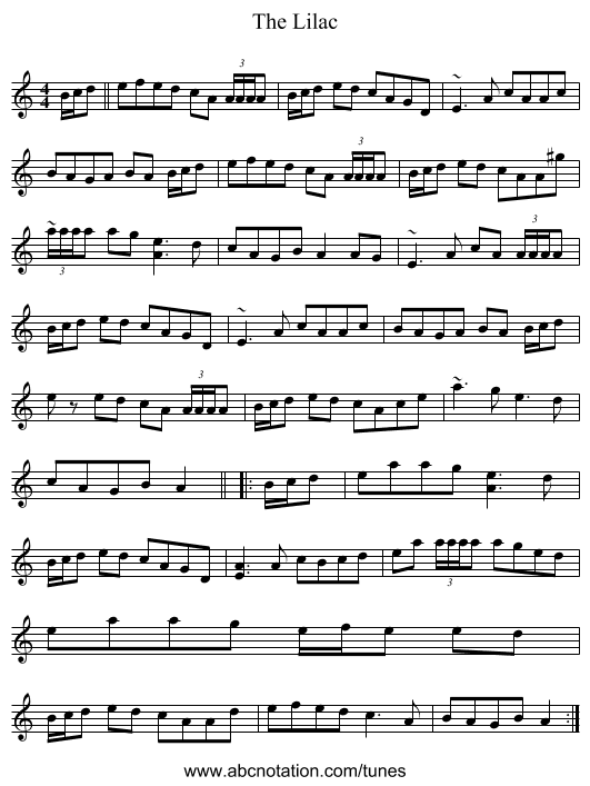 The Lilac - staff notation