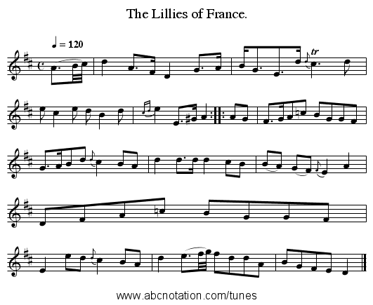 The Lillies of France. - staff notation