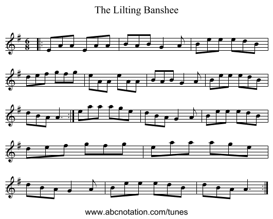 The Lilting Banshee - staff notation