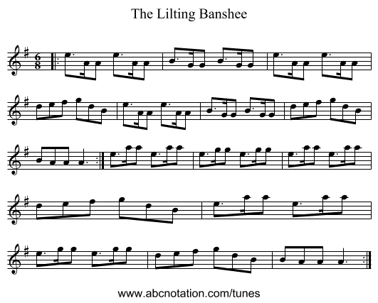 The Lilting Banshee - staff notation