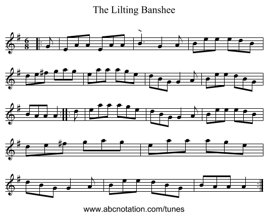 The Lilting Banshee - staff notation