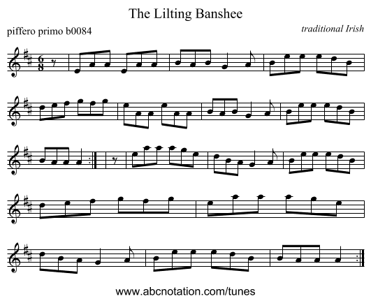 The Lilting Banshee - staff notation