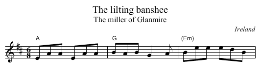 The lilting banshee - staff notation