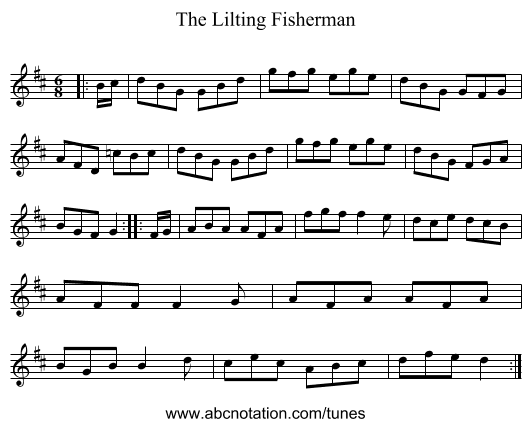 The Lilting Fisherman - staff notation