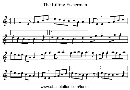 The Lilting Fisherman - staff notation
