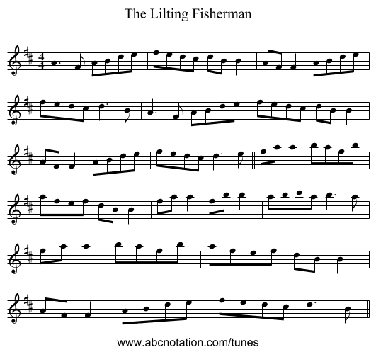 The Lilting Fisherman - staff notation