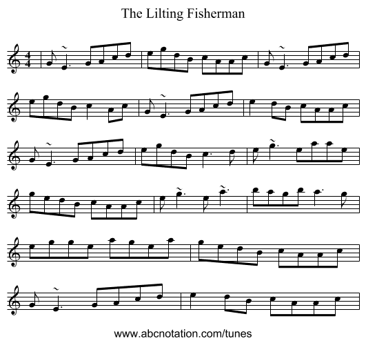 The Lilting Fisherman - staff notation