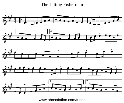 The Lilting Fisherman - staff notation