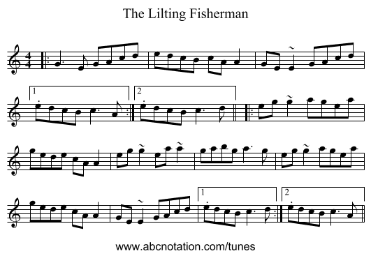 The Lilting Fisherman - staff notation