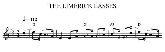 THE LIMERICK LASSES - staff notation