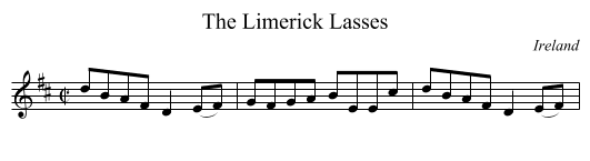 The Limerick Lasses - staff notation