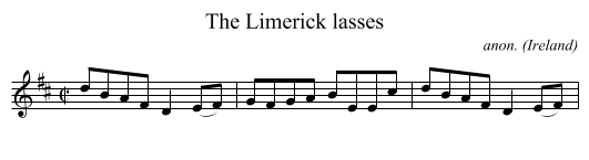 The Limerick lasses - staff notation