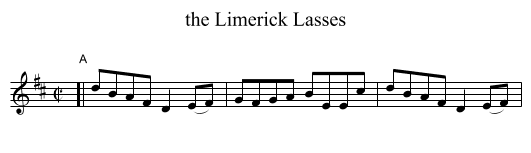 the Limerick Lasses - staff notation