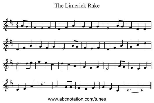 The Limerick Rake - staff notation