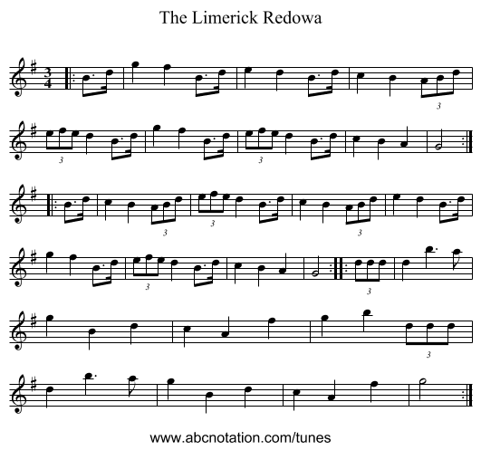 The Limerick Redowa - staff notation