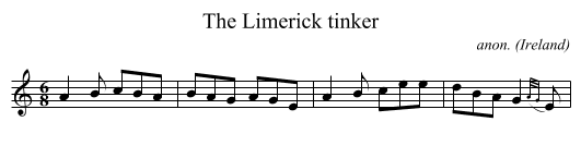 The Limerick tinker - staff notation