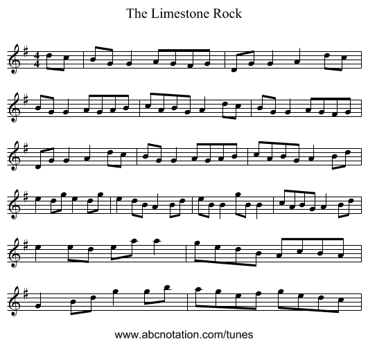 The Limestone Rock - staff notation