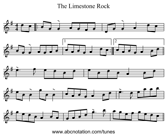 The Limestone Rock - staff notation