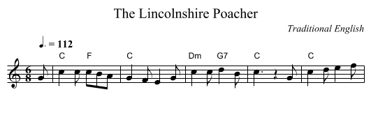 The Lincolnshire Poacher - staff notation