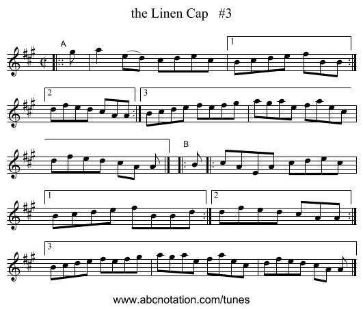 the Linen Cap   #3 - staff notation