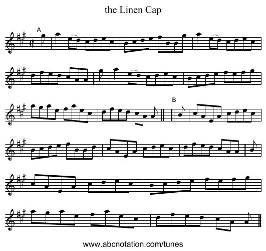 the Linen Cap - staff notation