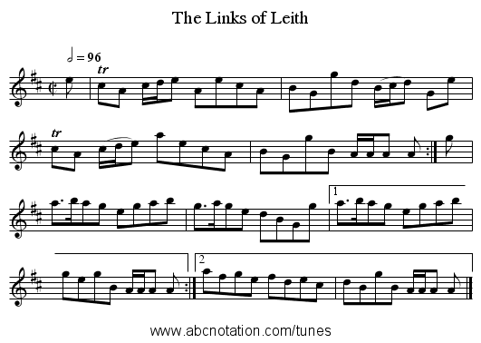 The Links of Leith - staff notation