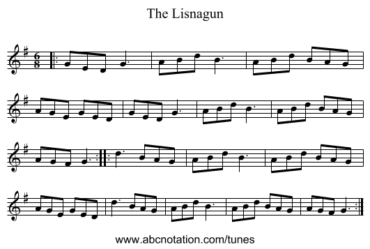 The Lisnagun - staff notation