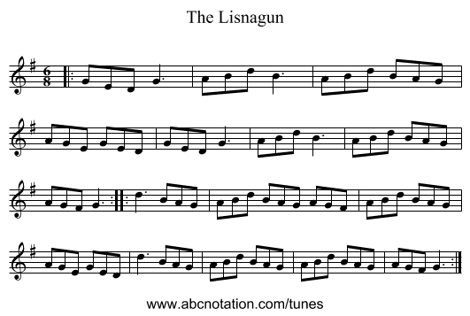 The Lisnagun - staff notation