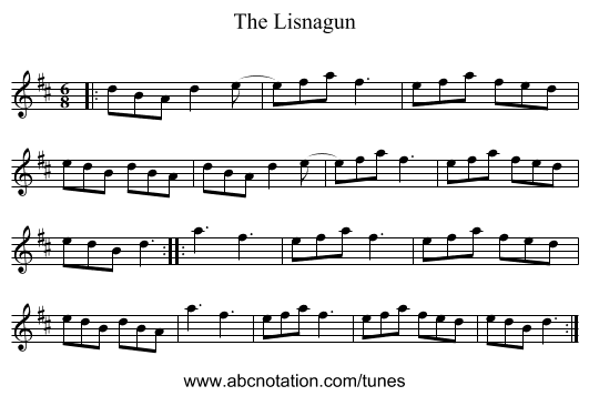 The Lisnagun - staff notation