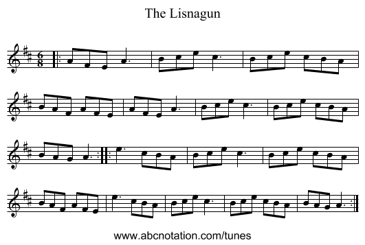 The Lisnagun - staff notation
