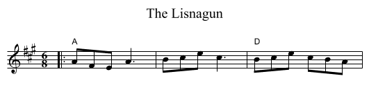 The Lisnagun - staff notation