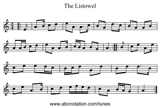 The Listowel - staff notation
