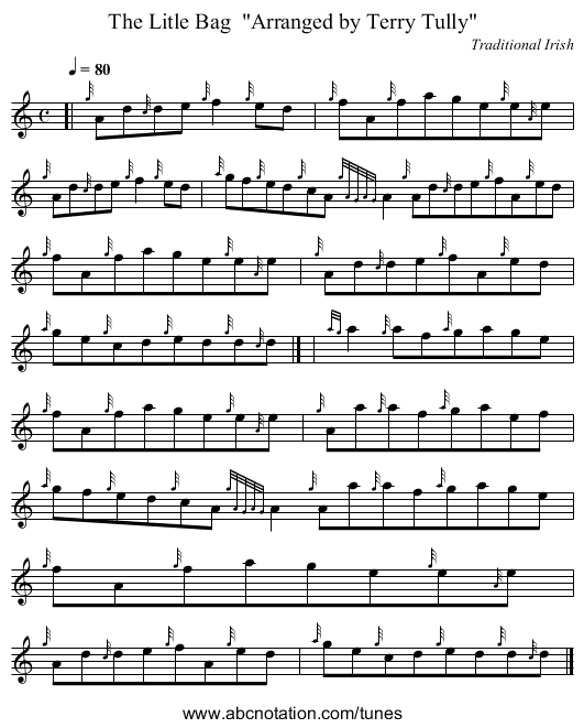 The Litle Bag Arranged by Terry Tully - staff notation