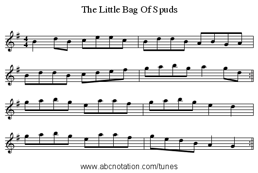 The Little Bag Of Spuds - staff notation