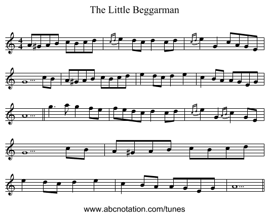 The Little Beggarman - staff notation