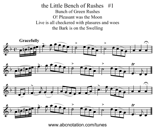 the Little Bench of Rushes   #1 - staff notation