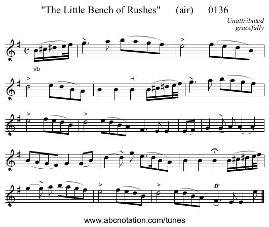 The Little Bench of Rushes (air) 0136 - staff notation