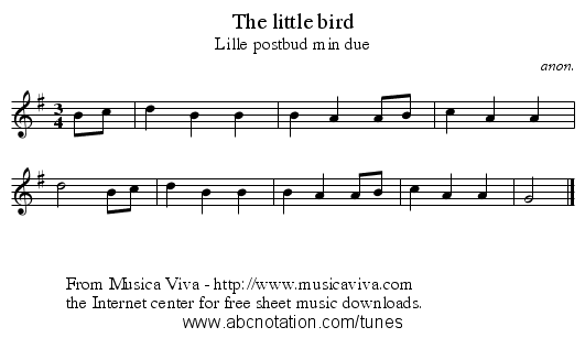 The little bird - staff notation