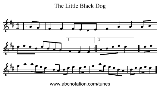 The Little Black Dog - staff notation