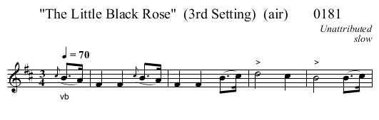 The Little Black Rose  (3rd Setting)  (air)       0181 - staff notation