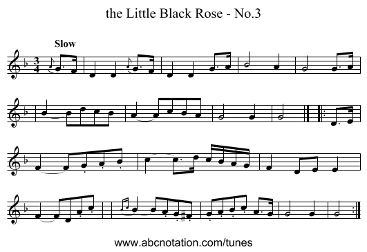 the Little Black Rose - No.3 - staff notation